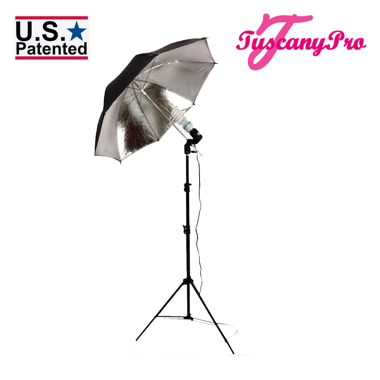 Umbrella Light with Carry Bag and Two Cellphone/Brush Holders