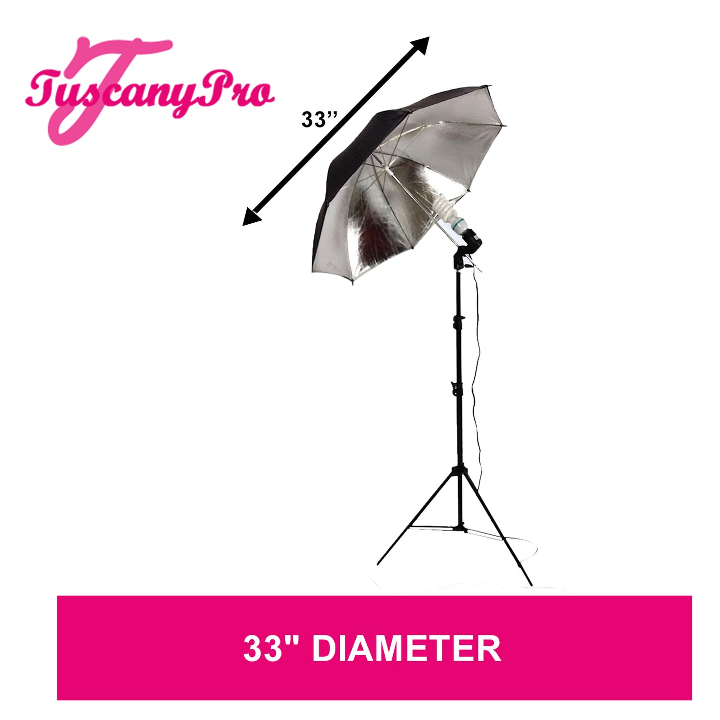 Umbrella Light with Carry Bag and Two Cellphone/Brush Holders