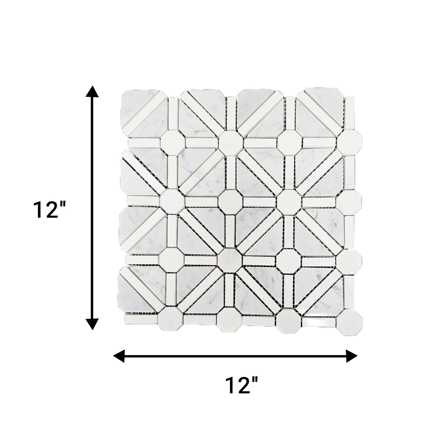 Diamond Mosaic Tiles: 12"x12" Each, 5 Tiles per Box