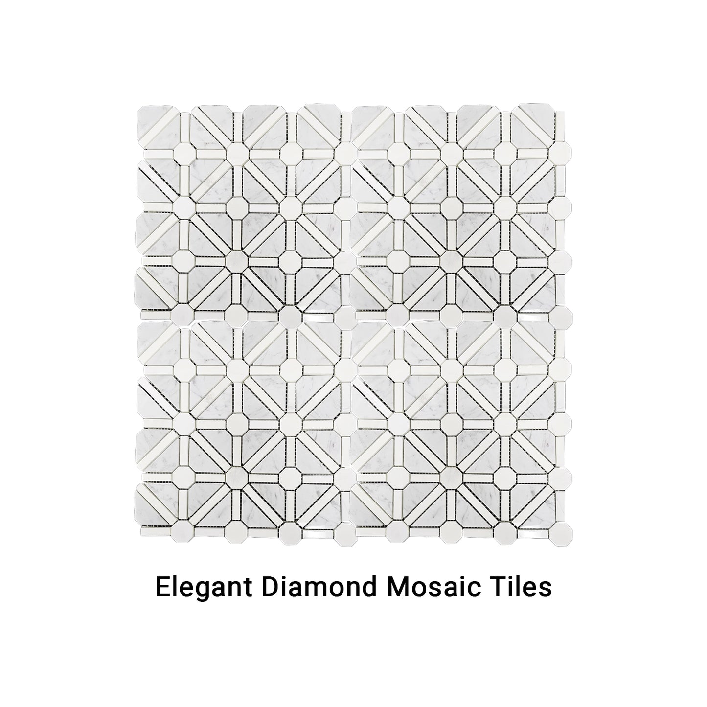 Diamond Mosaic Tiles: 12"x12" Each, 5 Tiles per Box