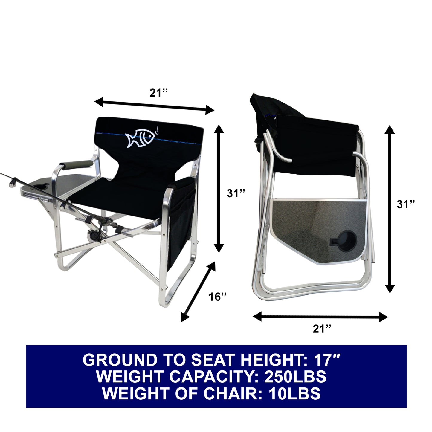 Director Fishing Chair with Rod Holder