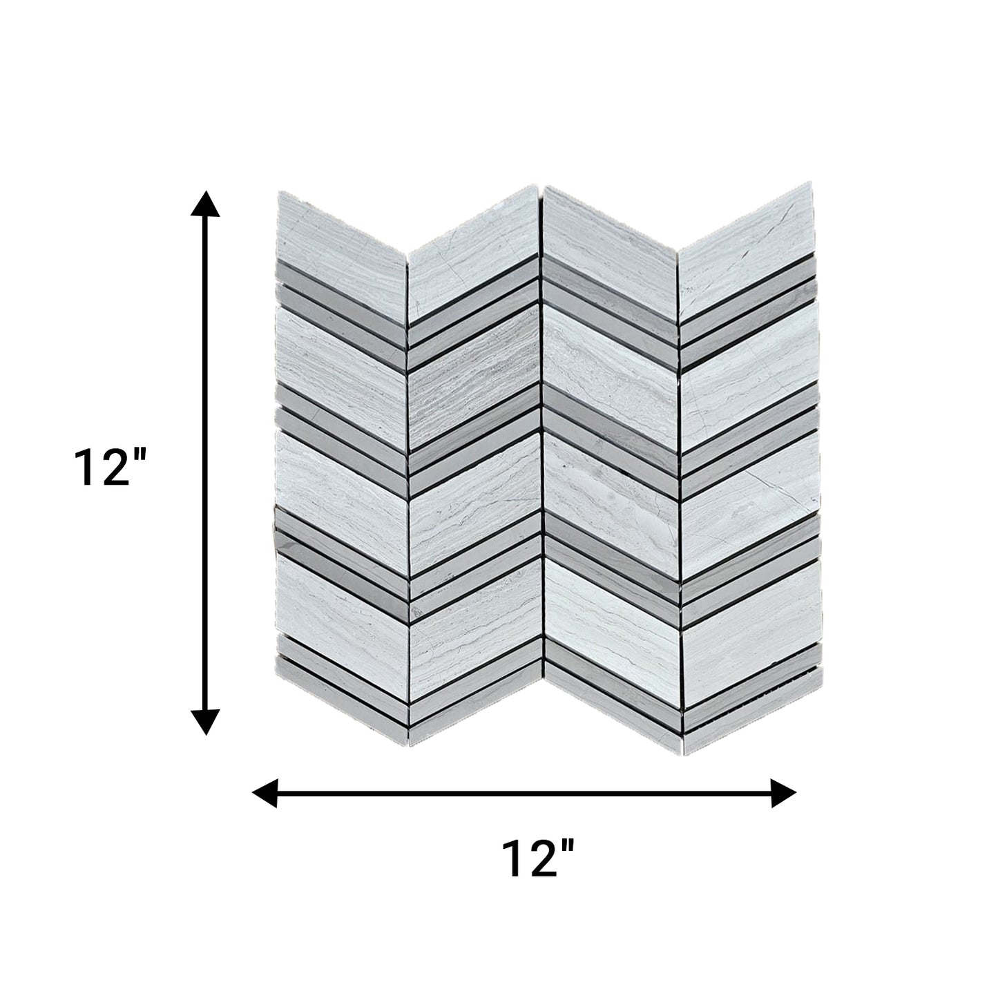 Chevron Pattern Mosaic Tiles: 12"x12" Each, 5 Tiles per Box